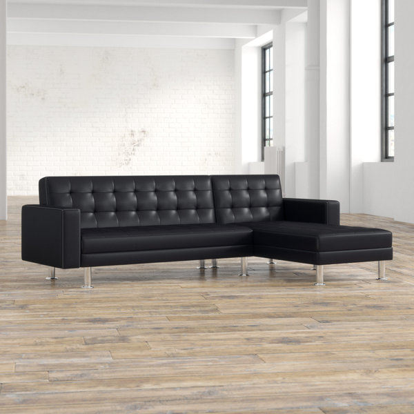 Mercury Row® Nuttall 99.5" Wide Faux Leather Reversible Sleeper Sofa